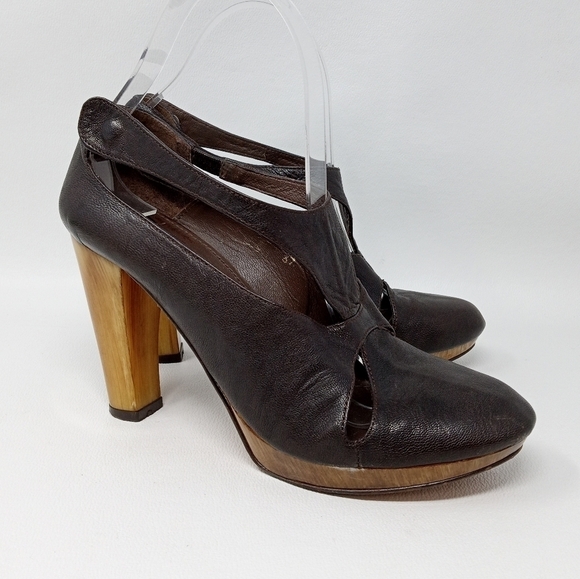 Armand Basi Brown Leather Cut Out Heels, Women's Size EU 37 / US 7 - Picture 4 of 13